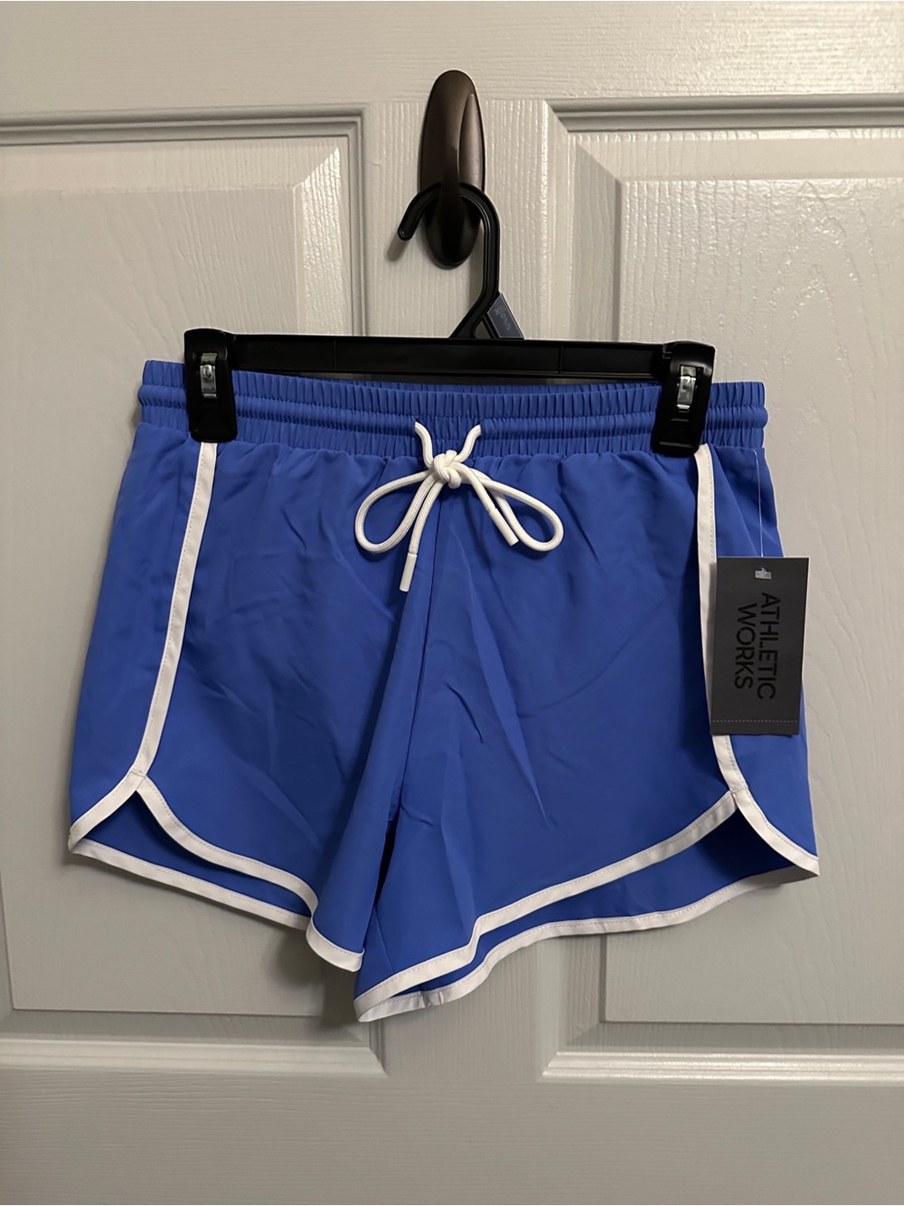 Athletic Works Women's Blue Athletic Shorts with White Trim and Drawstring